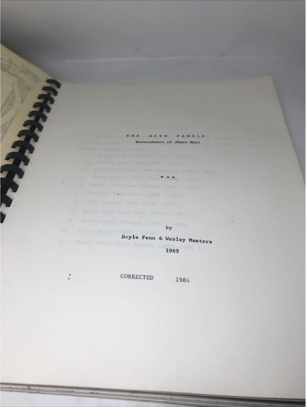 The Mayo Family Descendants Of James Mayo Doyle Fenn Wesley Masters 1969 1984